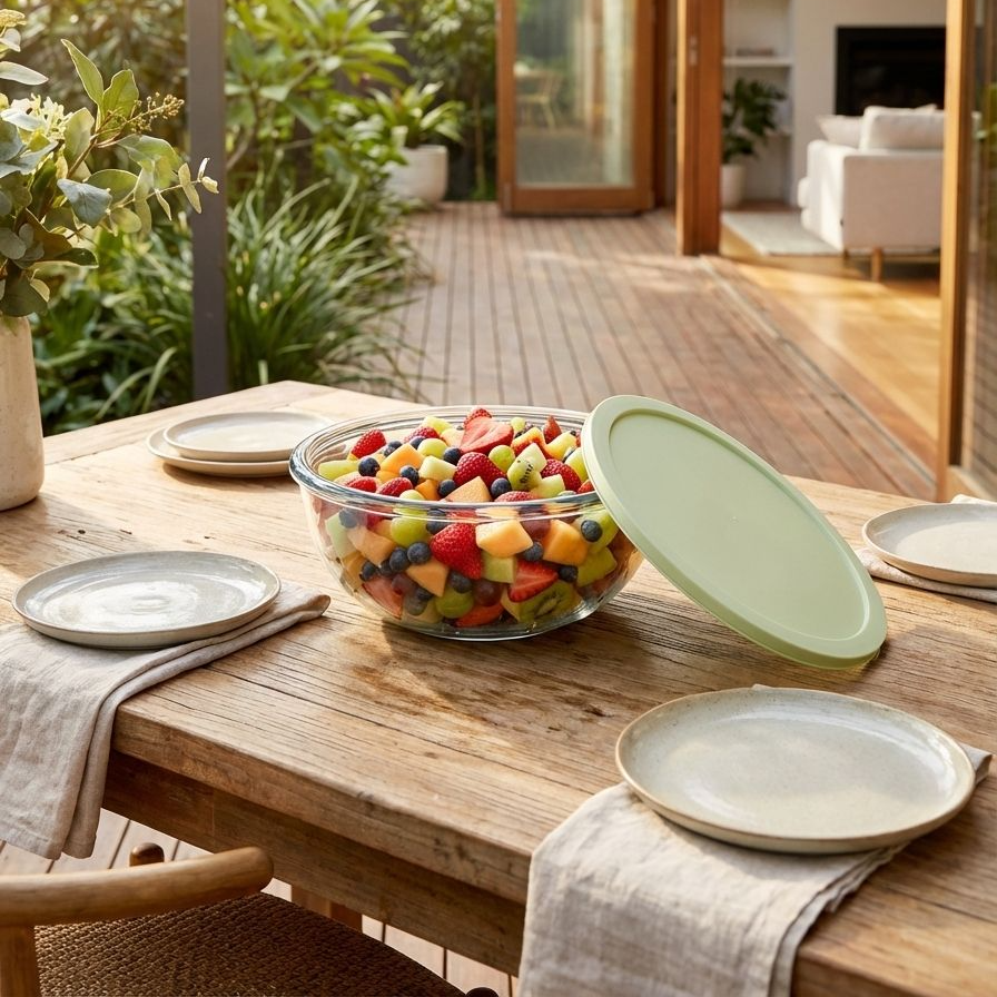 複数の野菜を洗える大型ガラスボウル