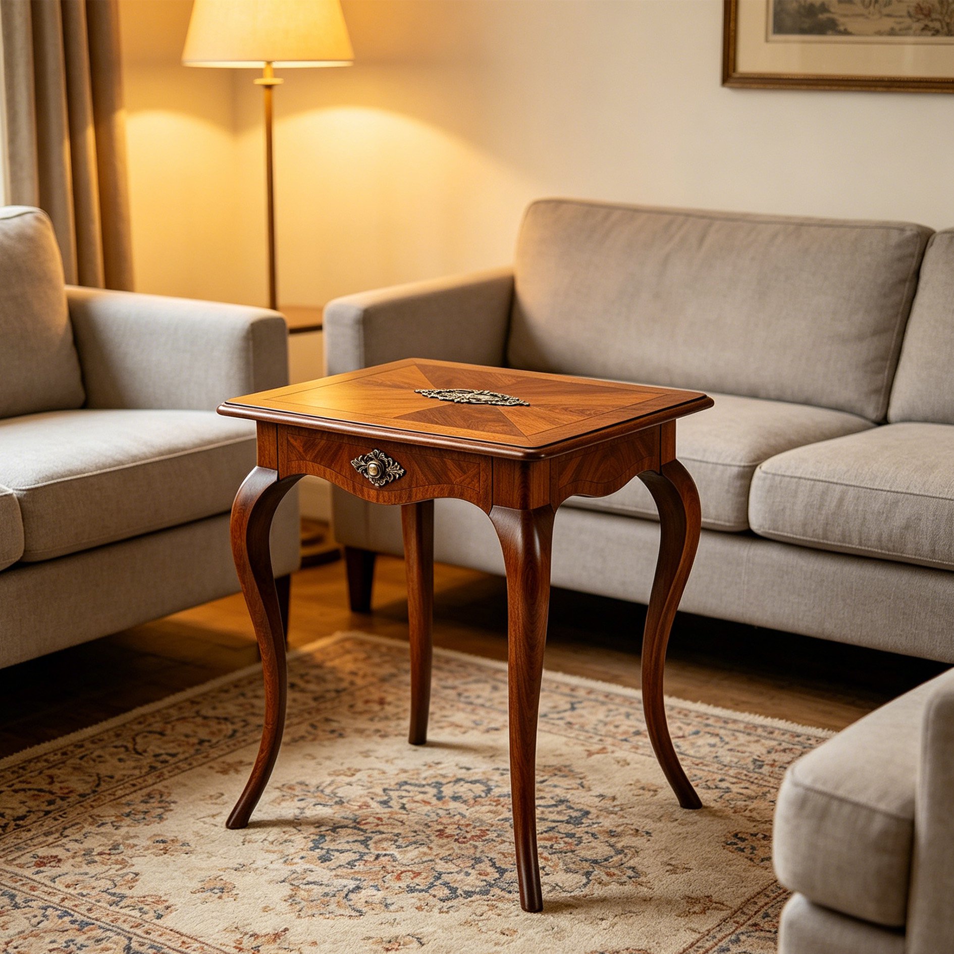 Moderner Beistelltisch neben Sofa im Wohnzimmer