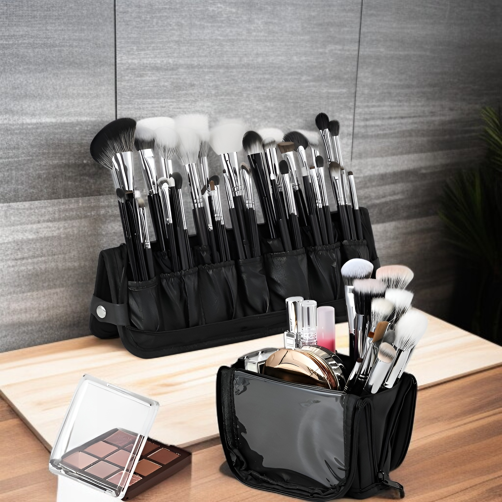 Large Capacity Vertical Foldable Makeup Brush Bag