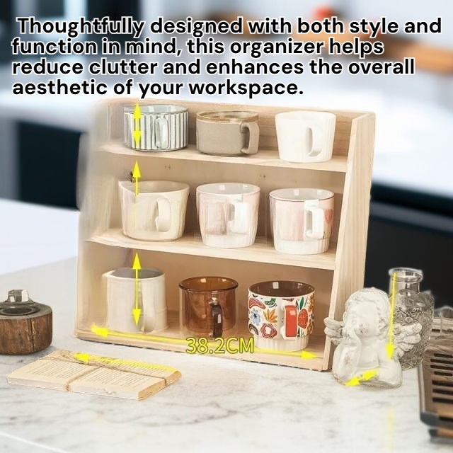 Wooden Office Desk Cup Rack Storage Organizer