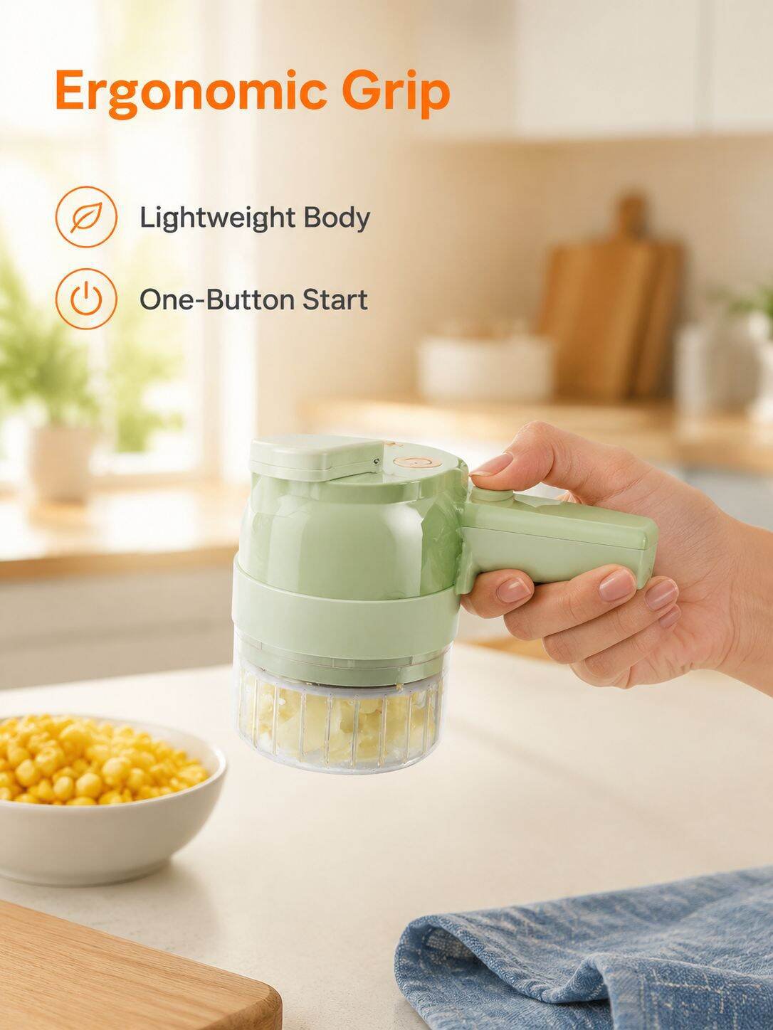 Multifunctional Electric Handheld Food Slicer, Garlic Grinder, and Food Processor