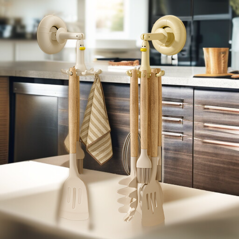 Soporte de pared multiusos con ventosa para cocina y baño