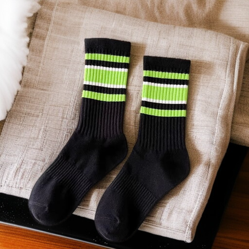 Black and White Striped Women's Sports Socks