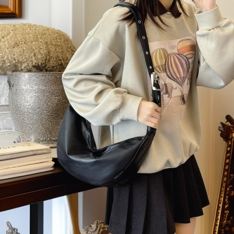 Korean Style Trendy Lazy Chic Large Buckle Women's Crossbody Bag