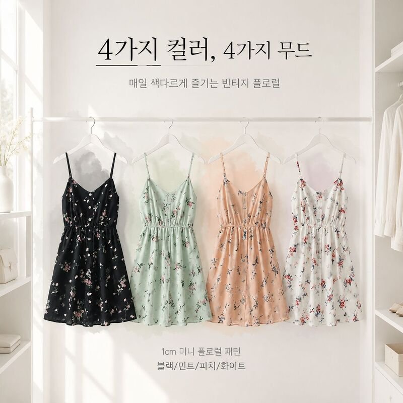 날씬해 보이는 하이웨스트 잔꽃 쇼트 치마바지 원피스