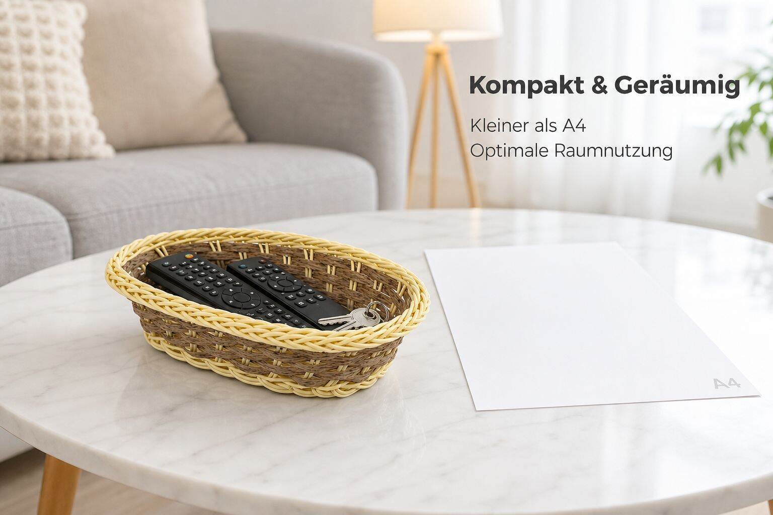 Kunst-Rattan Aufbewahrungskorb für Fernbedienungen und Kleinteile