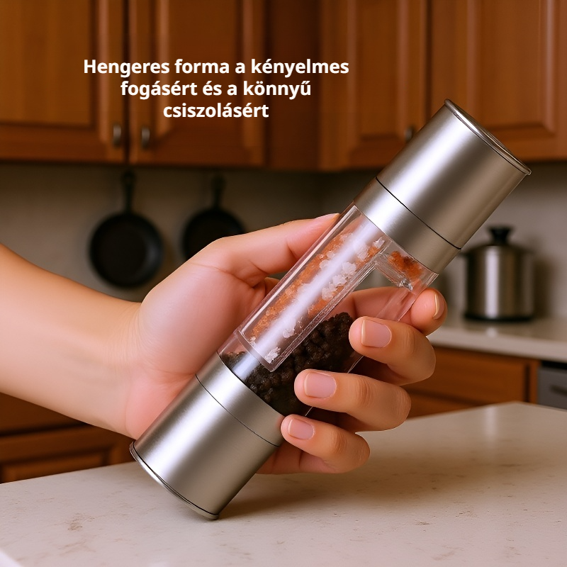 Kézi kétfejű só- és borsőrlő