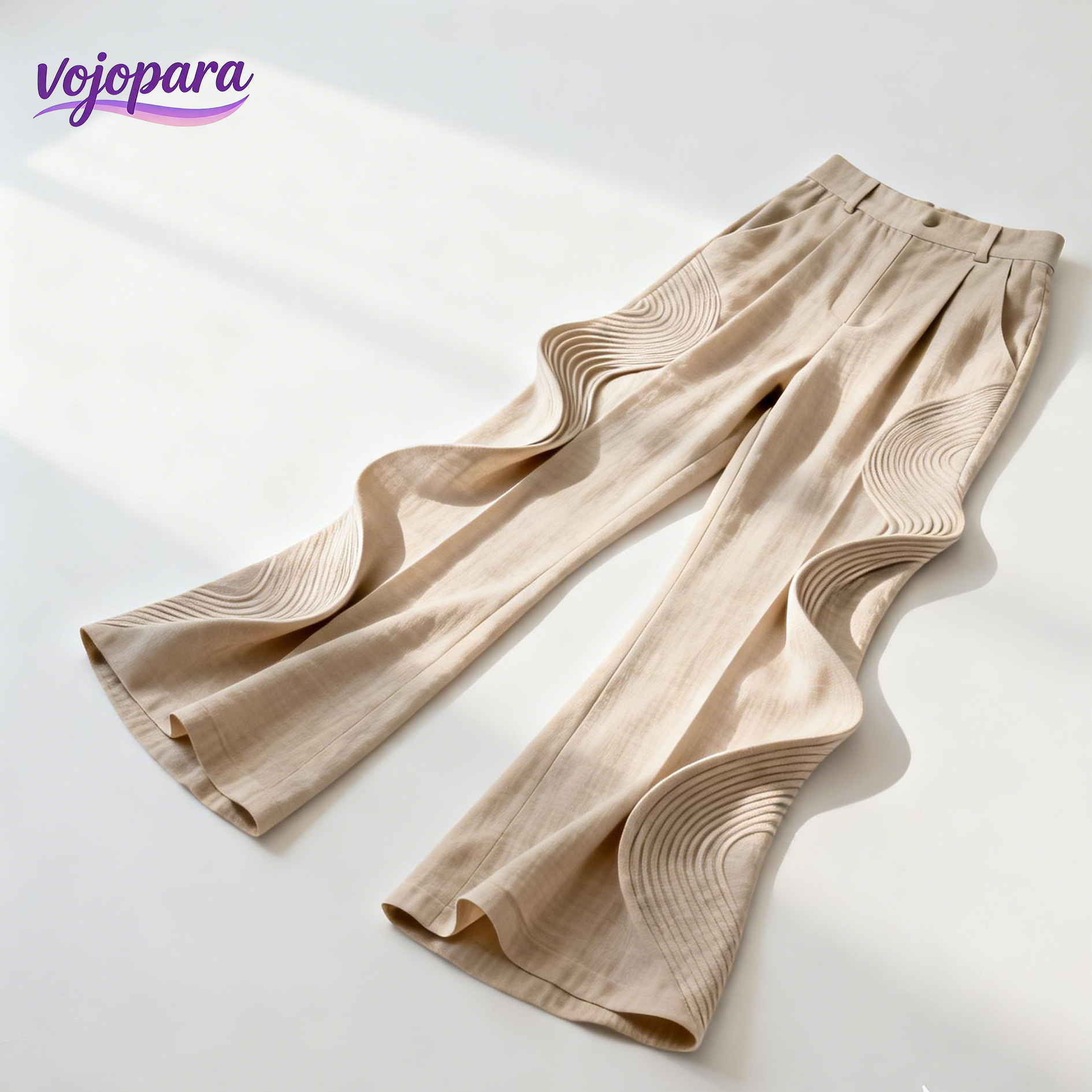 波模様のワイドレッグパンツ