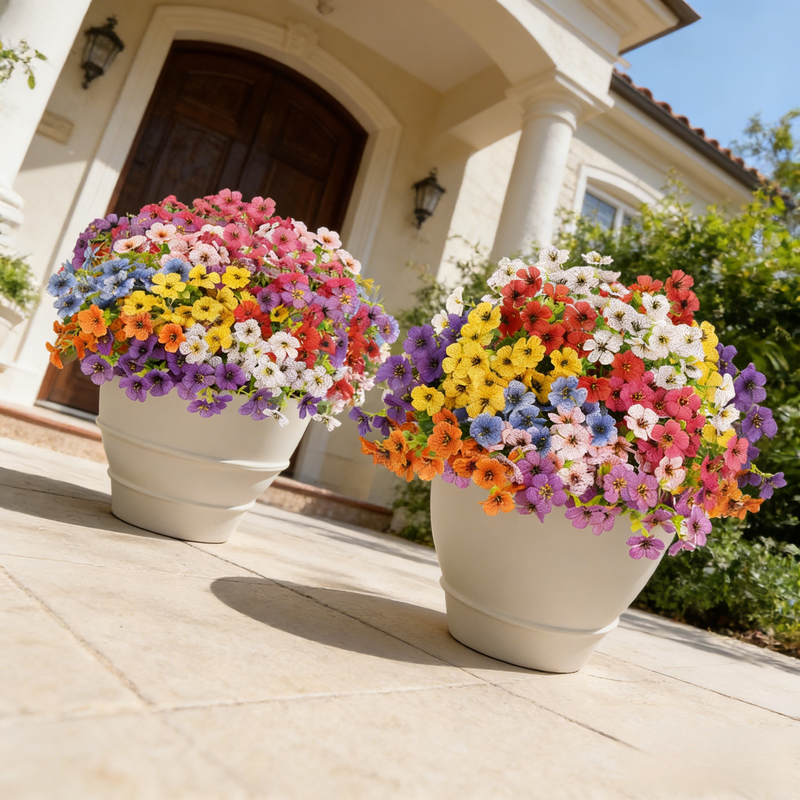 家居园艺装饰用7枝仿真尤加利紫罗兰花