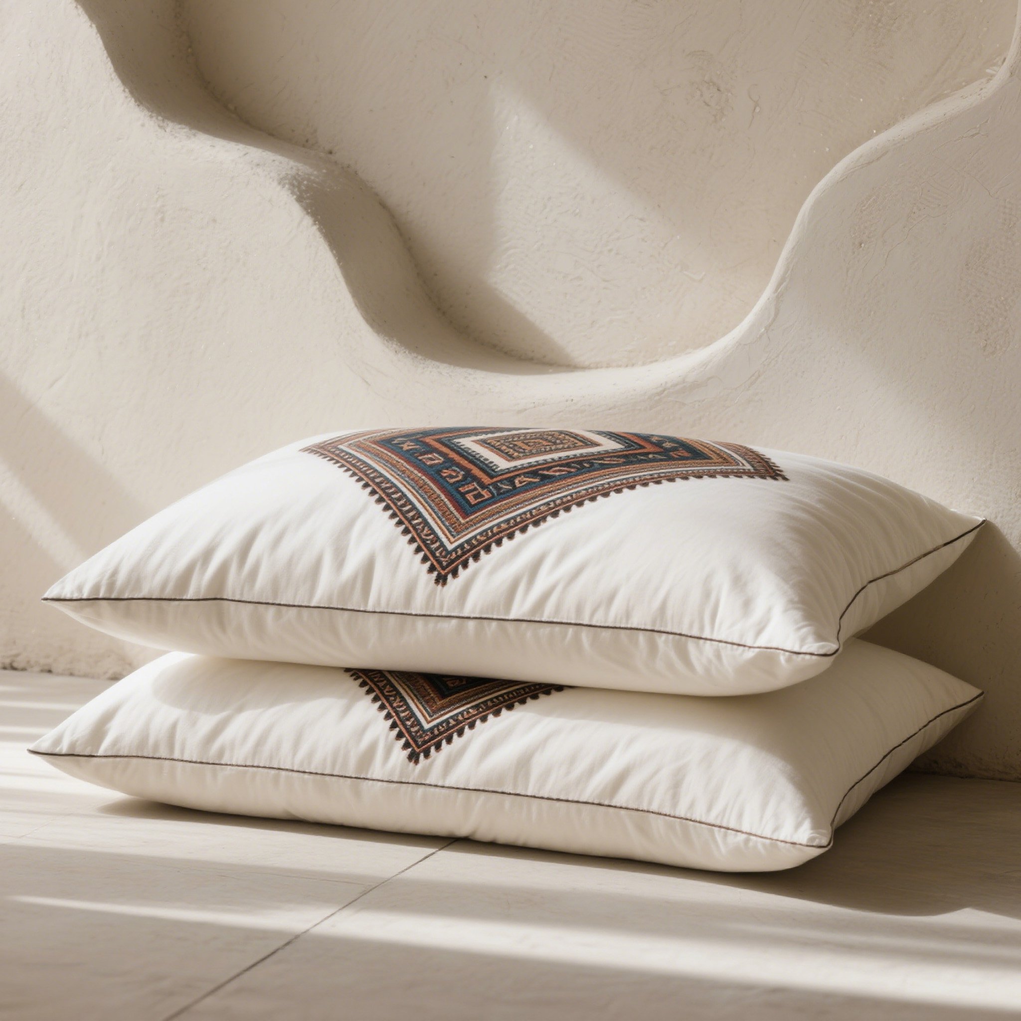 หมอนตกแต่งผ้าฝ้ายพร้อมงานปัก (แพ็คคู่)