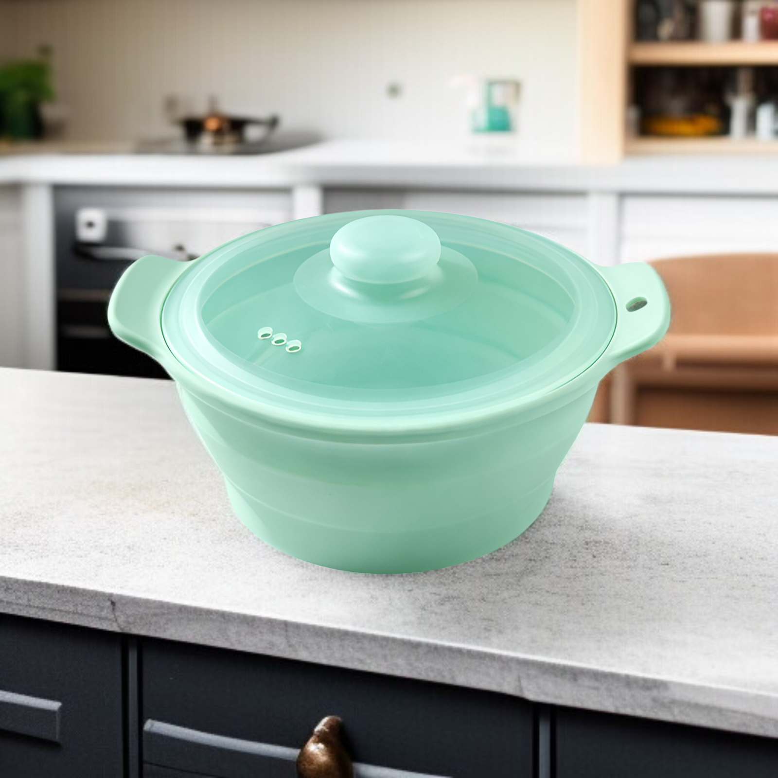 Herramienta para cocinar rápido, vaporera de silicona plegable para microondas, 1250ml