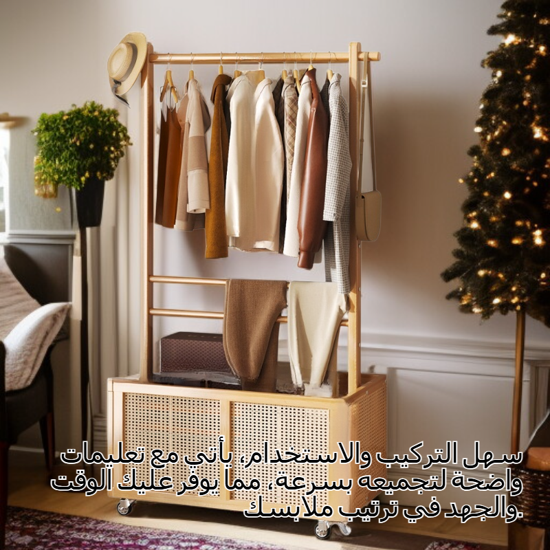 تصميم أنيق لرف ملابس بعجلات