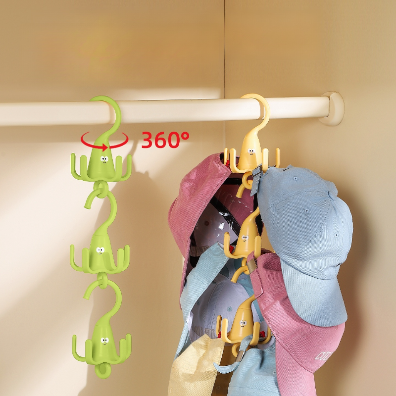 Five-claw rotating hook for bags and hats