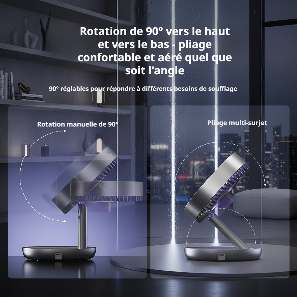 Ventilateur mural à LED pour cuisine et maison, rechargeable par USB, grande autonomie
