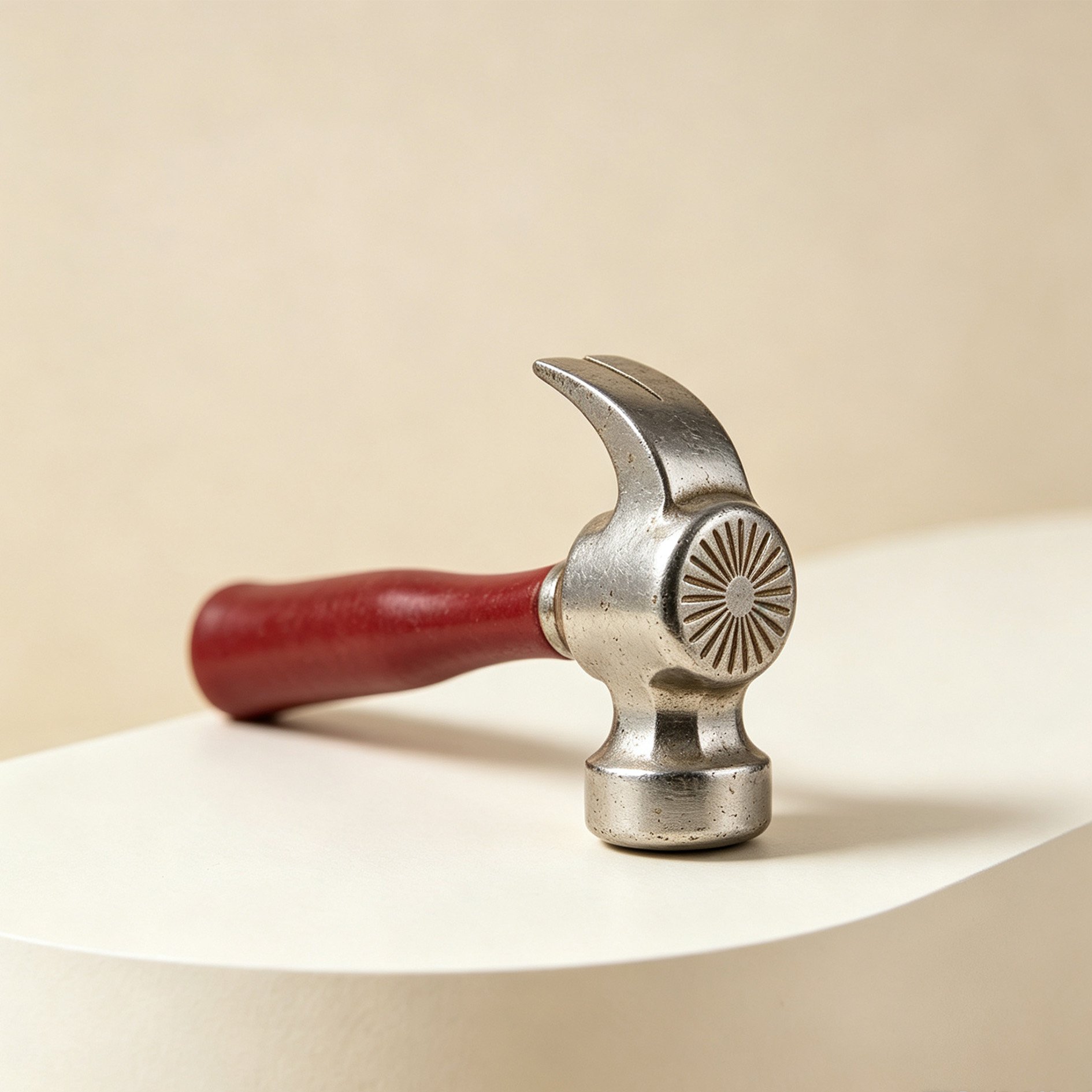 Silver-Red Antique Pattern Claw Hammer