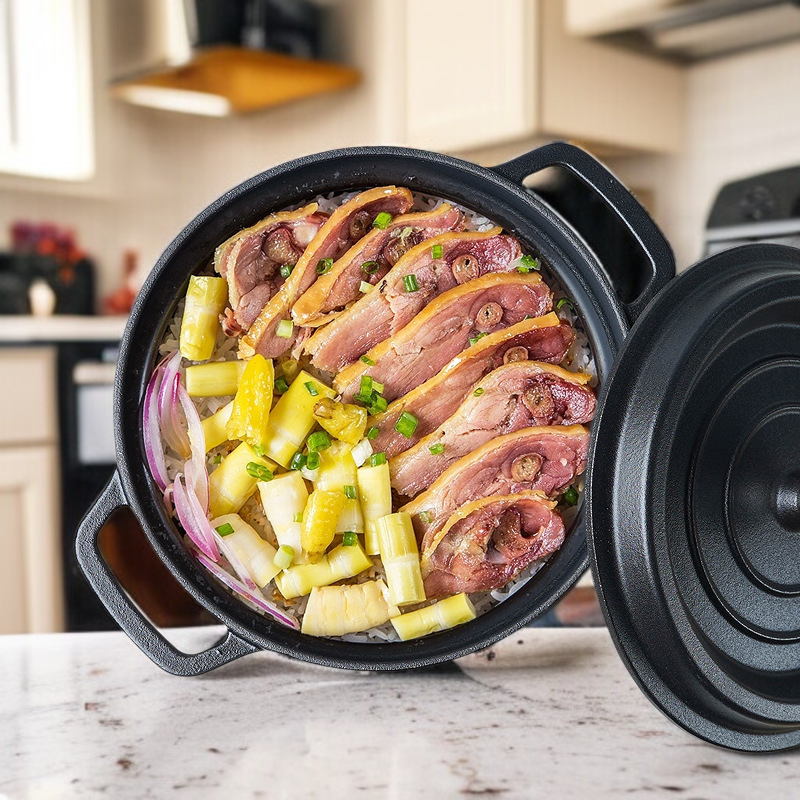 昔ながらの両耳鉄鍋 鋳物シチュー鍋 コーティングされていないノンスティック鍋 煮物鍋 スープ鍋 鉄鍋