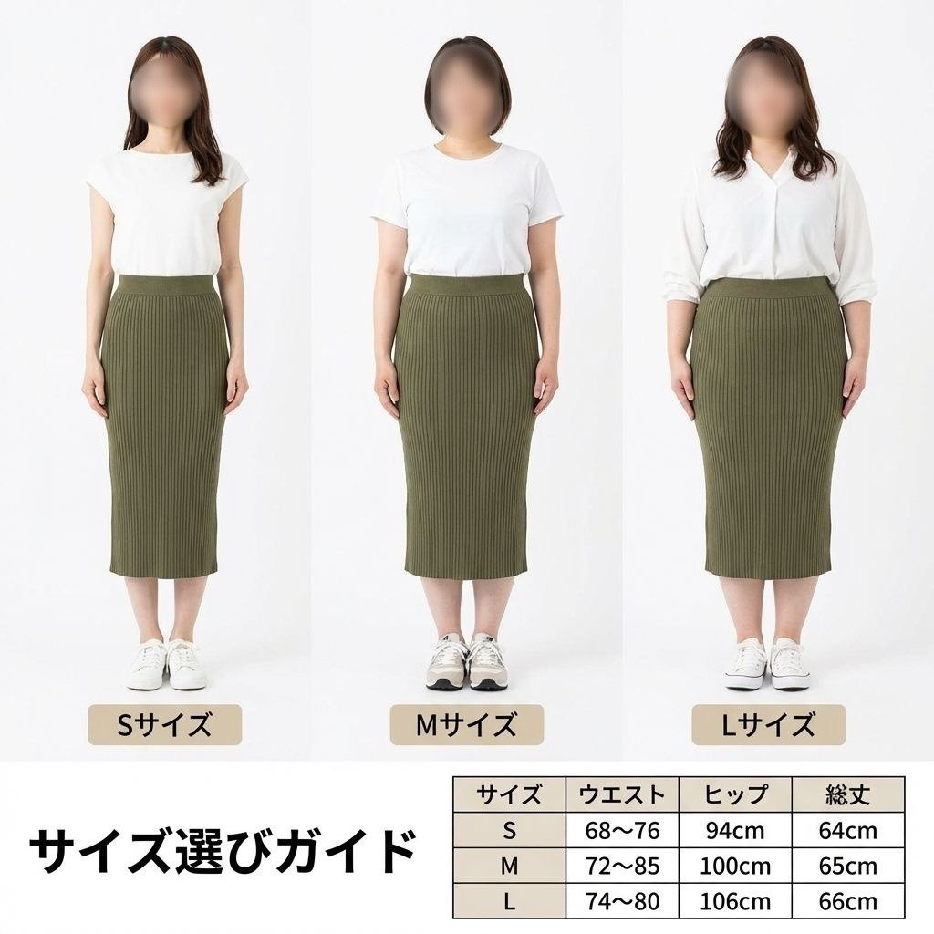 無地のミディスカート