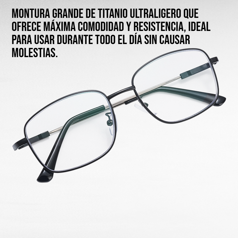 Gafas de lectura ultraligeras con montura grande y multifocales de titanio