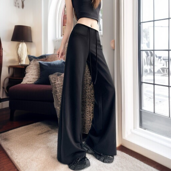 트레이닝 팬츠 여 하이웨스트 슬림 슬랙스 와이드 팬츠 와이드 슬림핏 여름 캐주얼 맨투맨