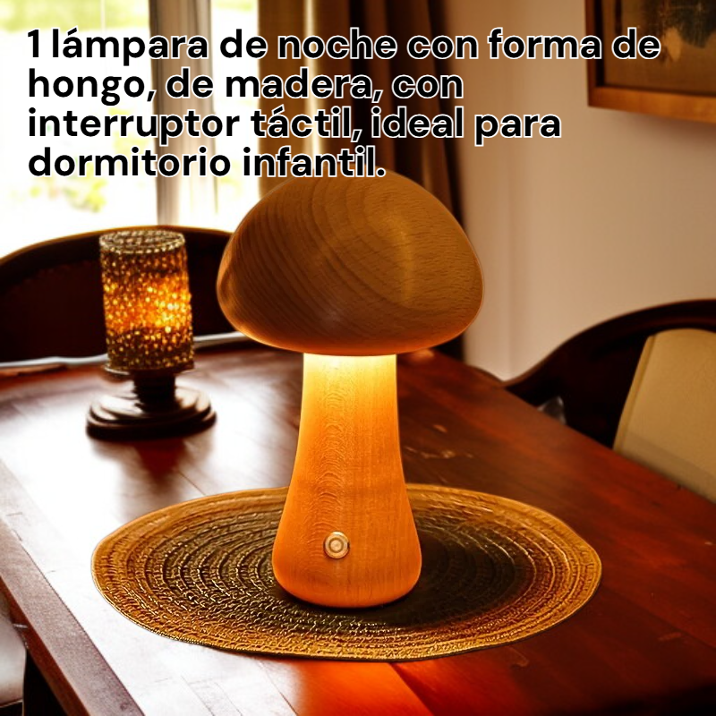 Luz de noche con forma de seta para niños, lámpara táctil de mesita de noche para dormitorio