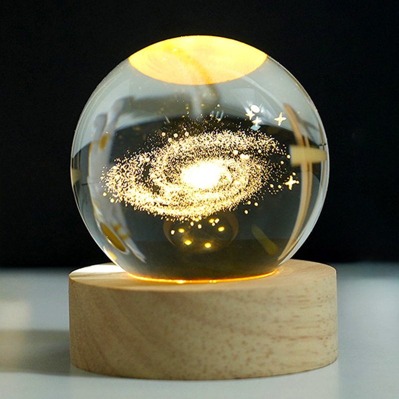 Lámpara nocturna creativa de bola de cristal con luz