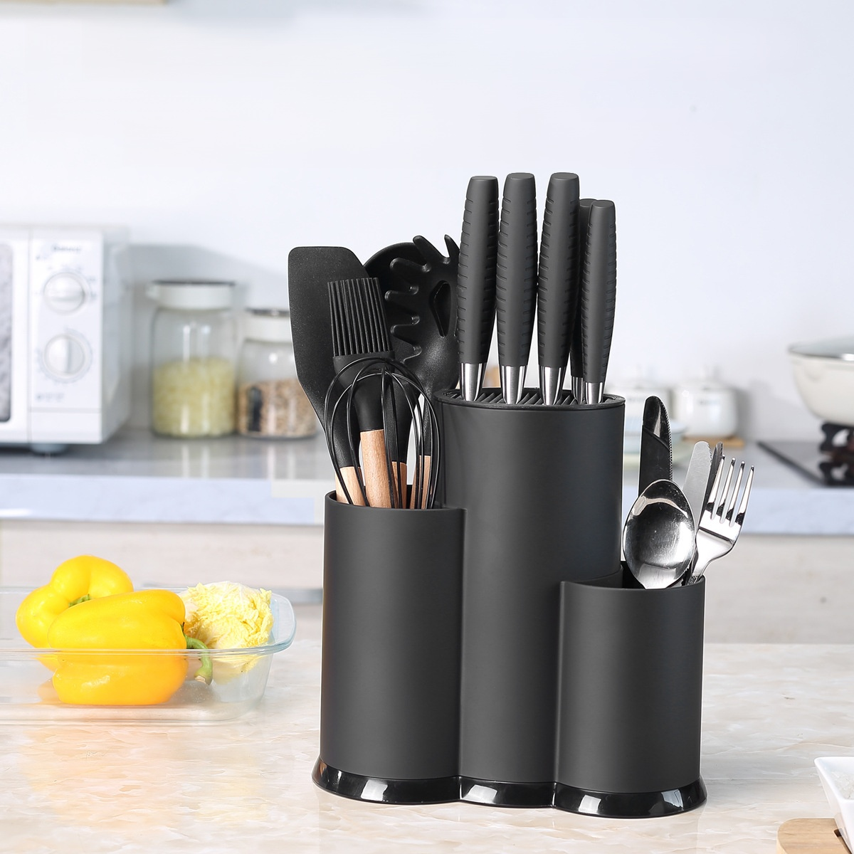 Anti-slip rubber plastic knife holder