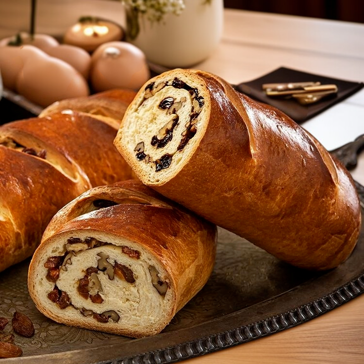 朝食に最適なナッツパンのテーブルシーン