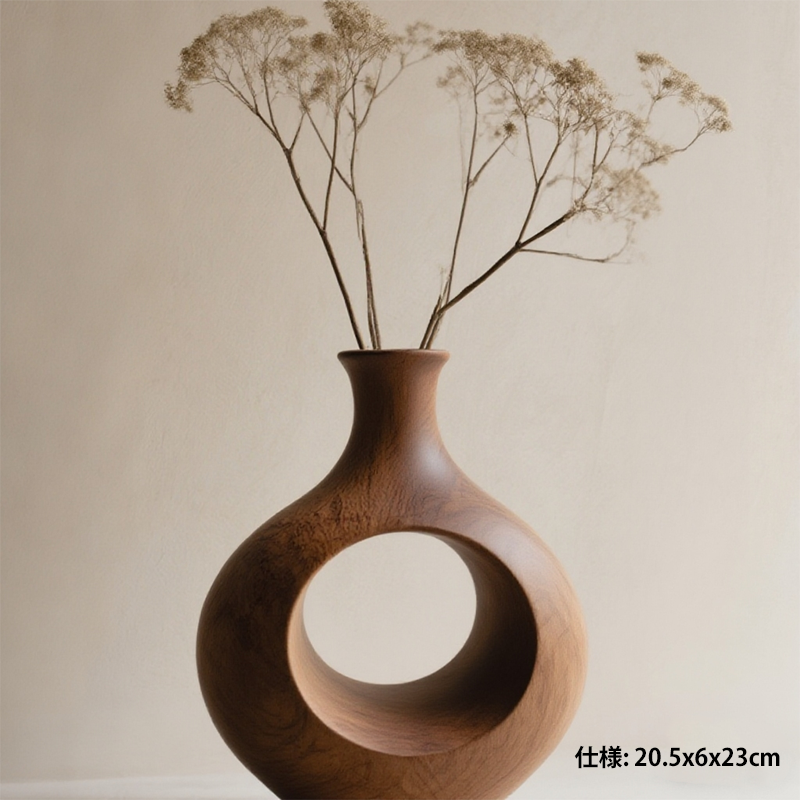 リビングに飾る木工花瓶インテリア