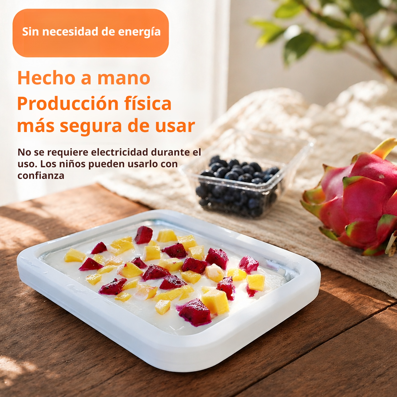 Fabricadora de helados en casa sin electricidad, bandeja multifuncional de enfriamiento