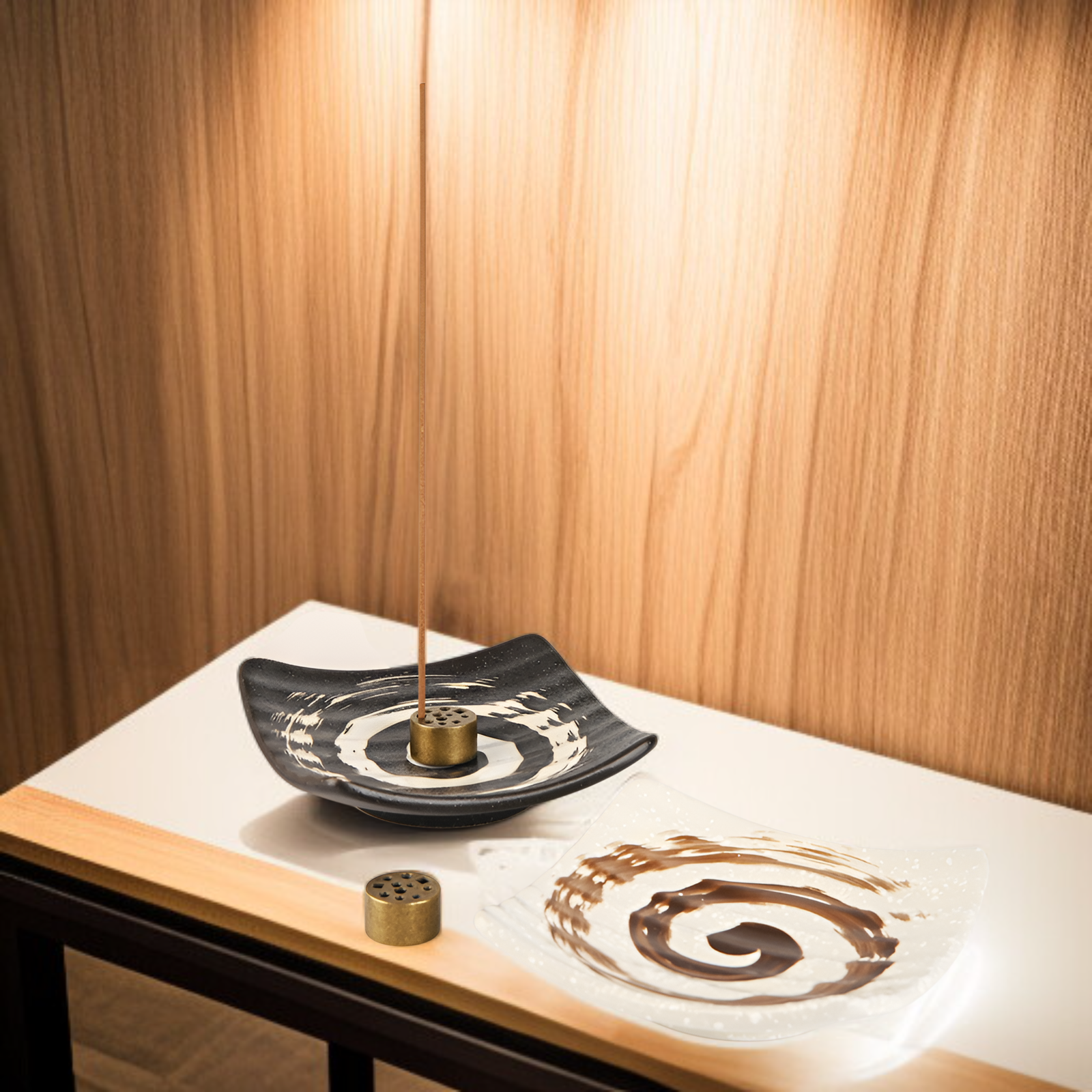 Elegant ceramic incense holder with minimalist aesthetic