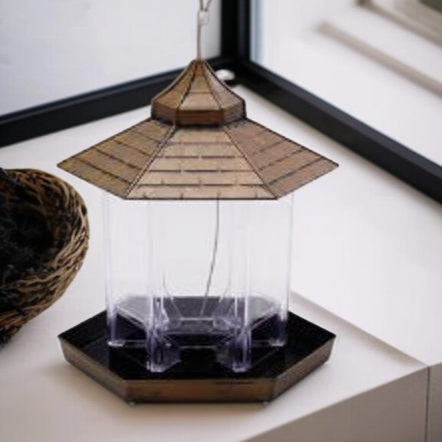 Green pavilion style bird feeder cage
