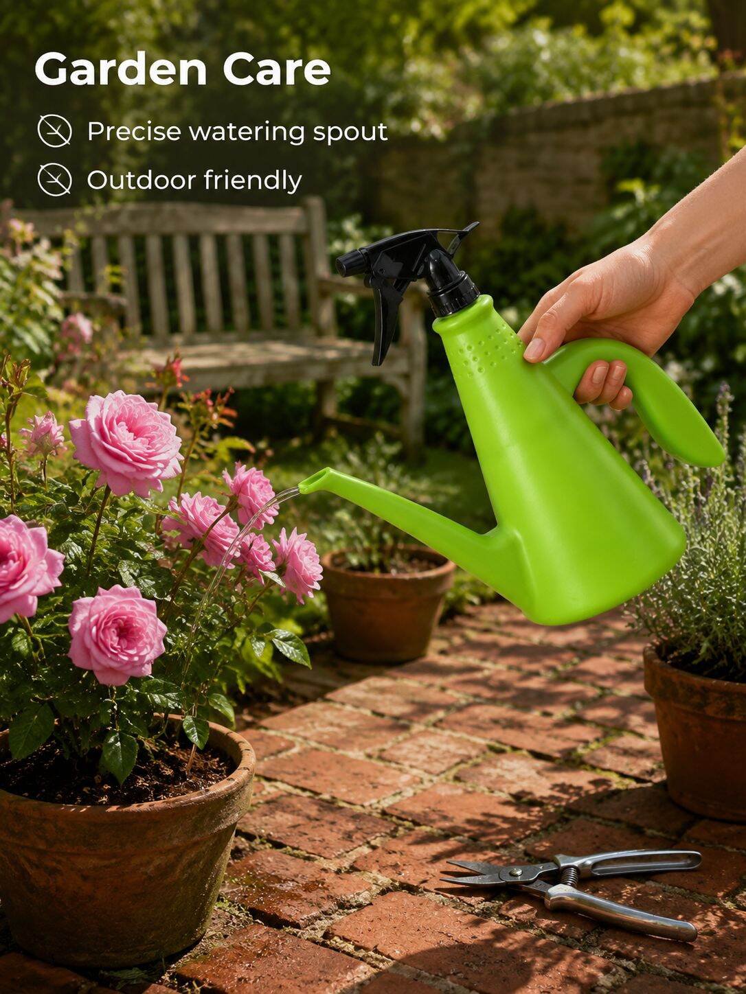 Manual Press Spray Bottle, Dual-use Watering and Spraying Can for Home and Garden
