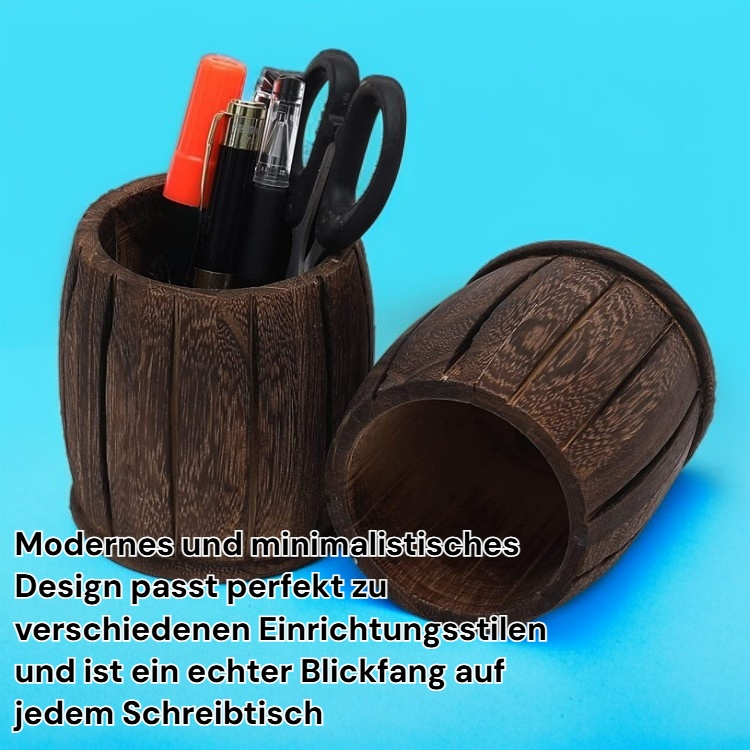 Detailansicht des Paulownia-Holz Stiftehalters mit Stiften