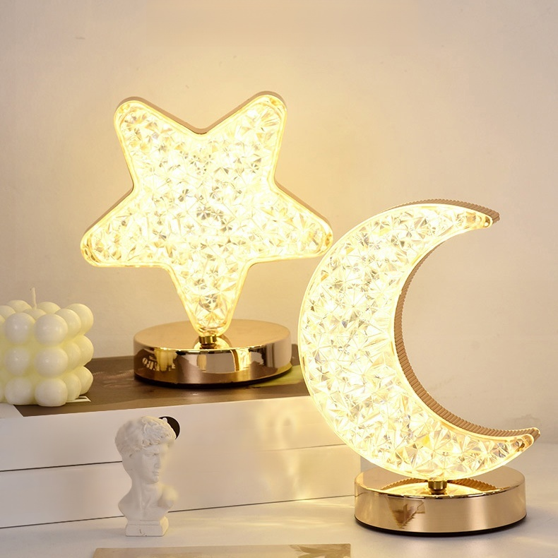 별빛 달 모양 크리스탈 테이블 램프