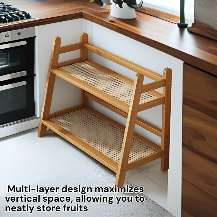Multifunctional rattan storage rack for kitchen