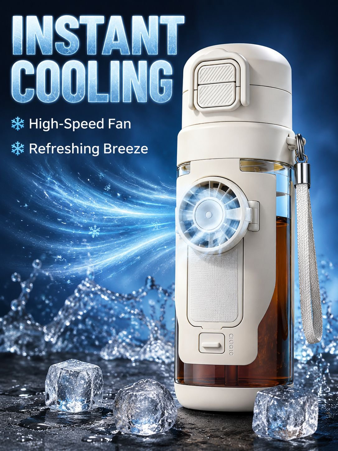 High-value, stylish new summer sports water bottle with fan design, perfect for students and as a gi