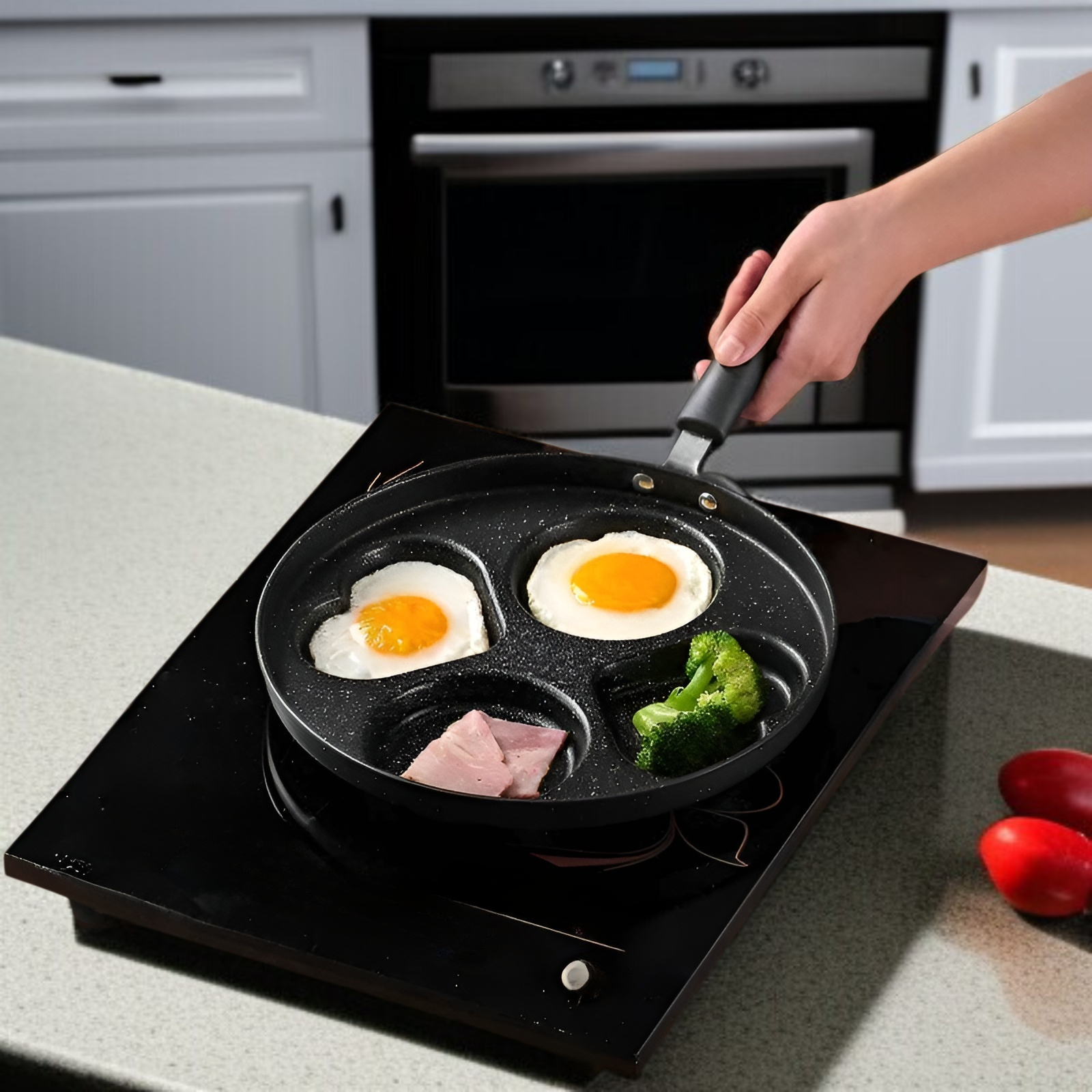 オムレツパン、医療用石目玉焼きオムレツアーティファクト、小さなフライパン、ノンスティックフライパン、朝食用卵ハンバーガーパンが大好き