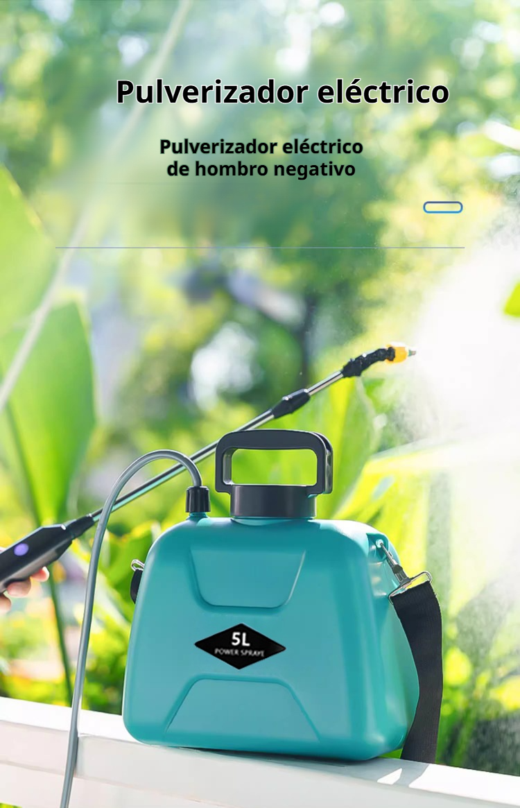 Rociador eléctrico de gran capacidad en uso en jardín