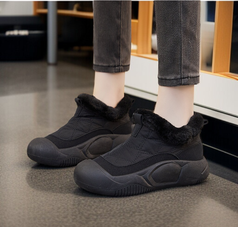 스노우 부츠 여자 통굽 기모 워커 통굽 키높이 스노우 부츠 학생 캐주얼화