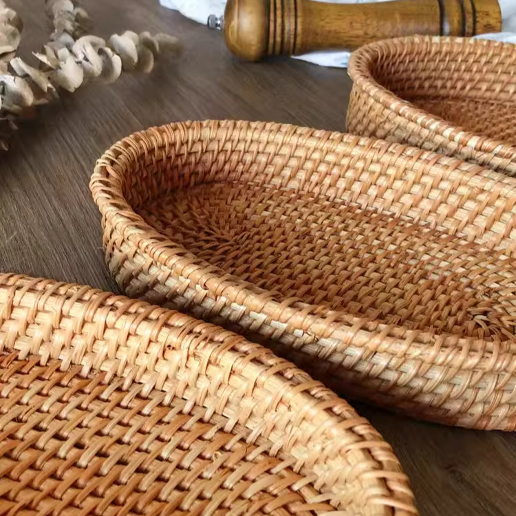 藤編手工水果籃 北歐風家用收納竹編麵包籃