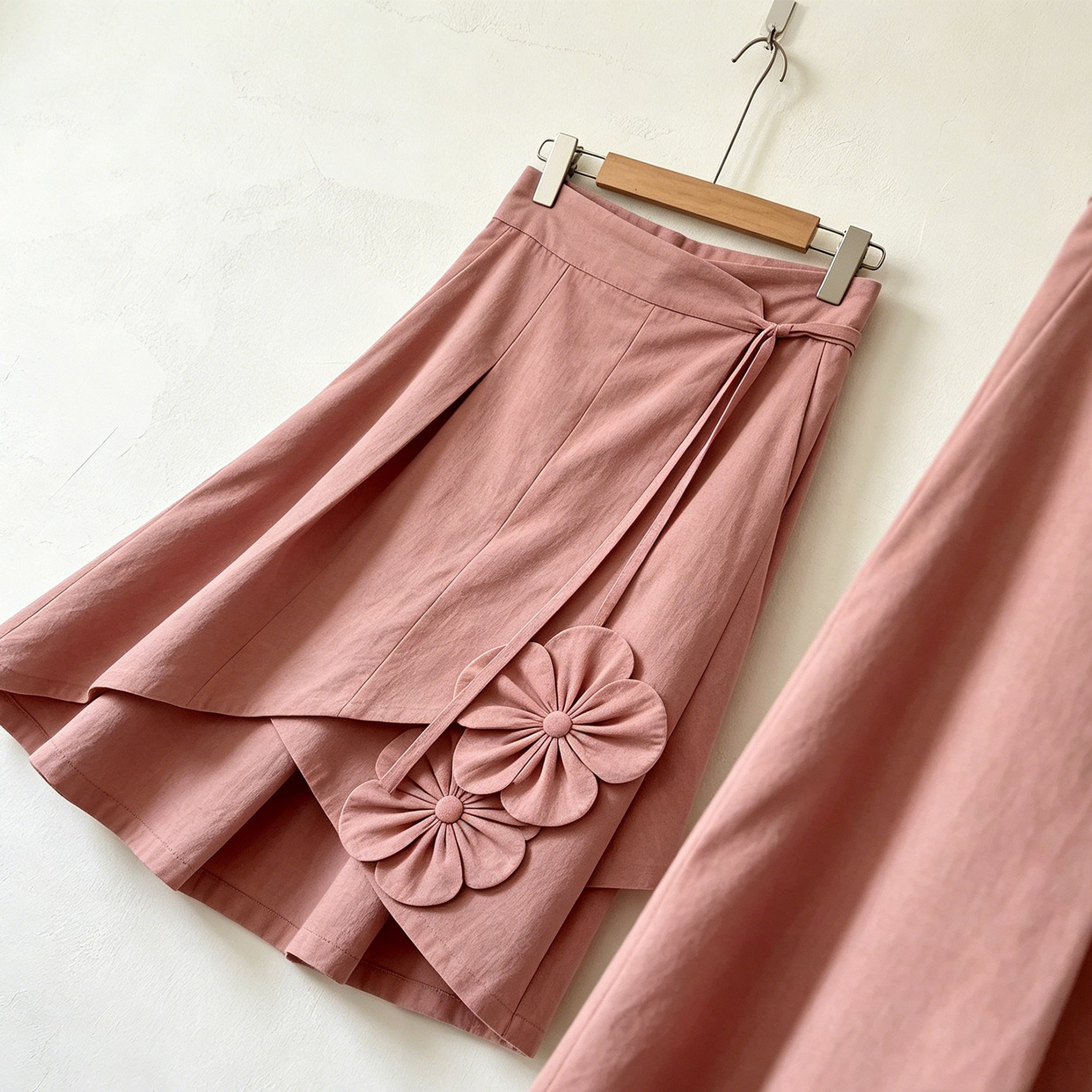 フローラル装飾 アシンメトリー マキシスカート