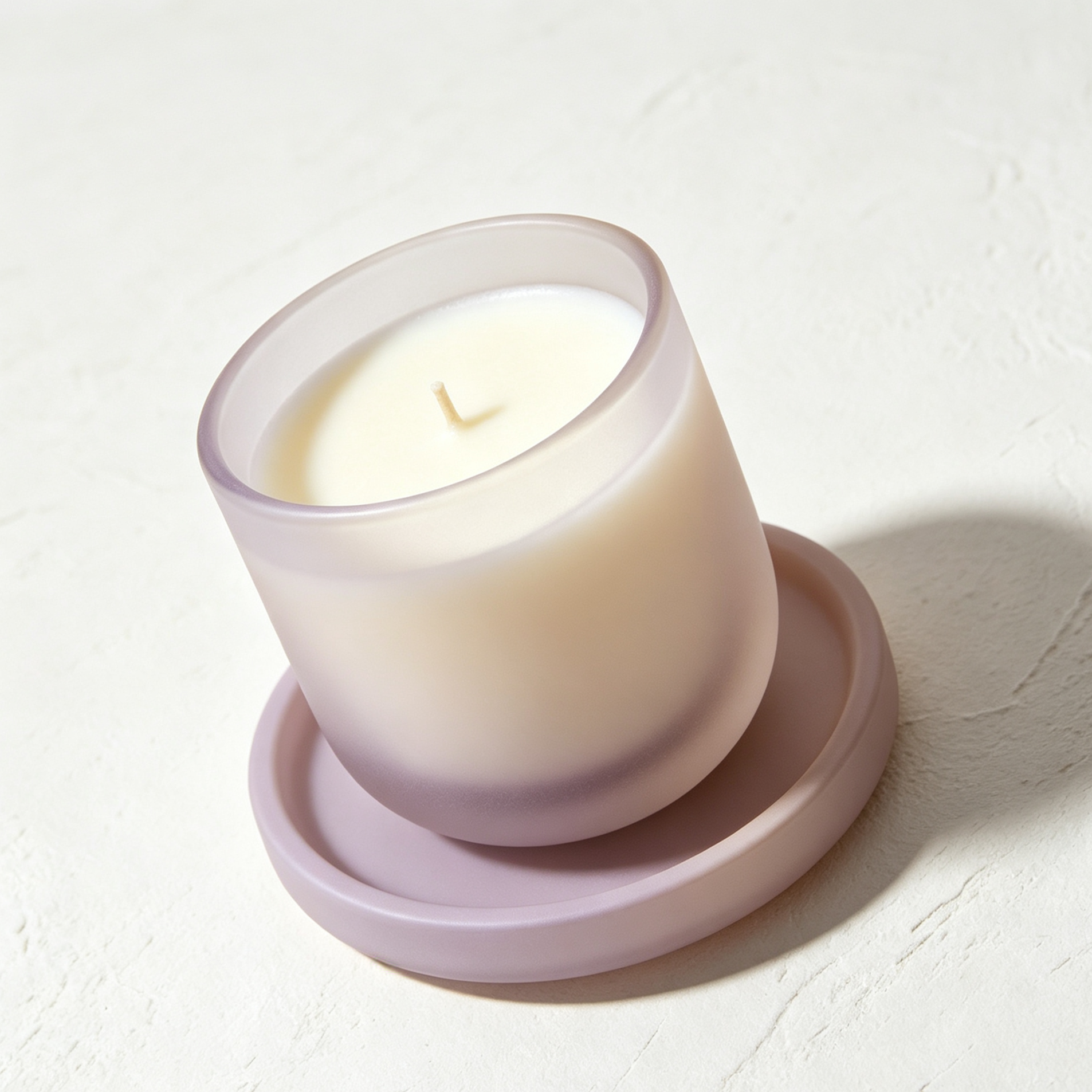 Frosted Purple Scented Candles (with Tray) (3 pieces)