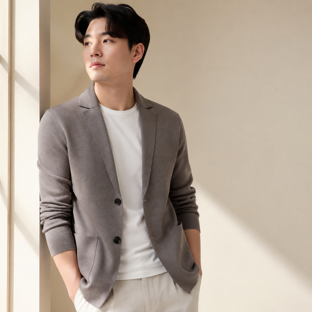 신상 춘추 남성용 니트 가디건 자켓
