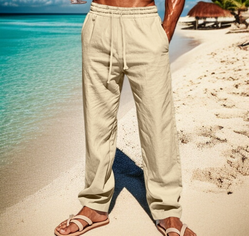 ストレートレッグシルエットのパンツ着用例