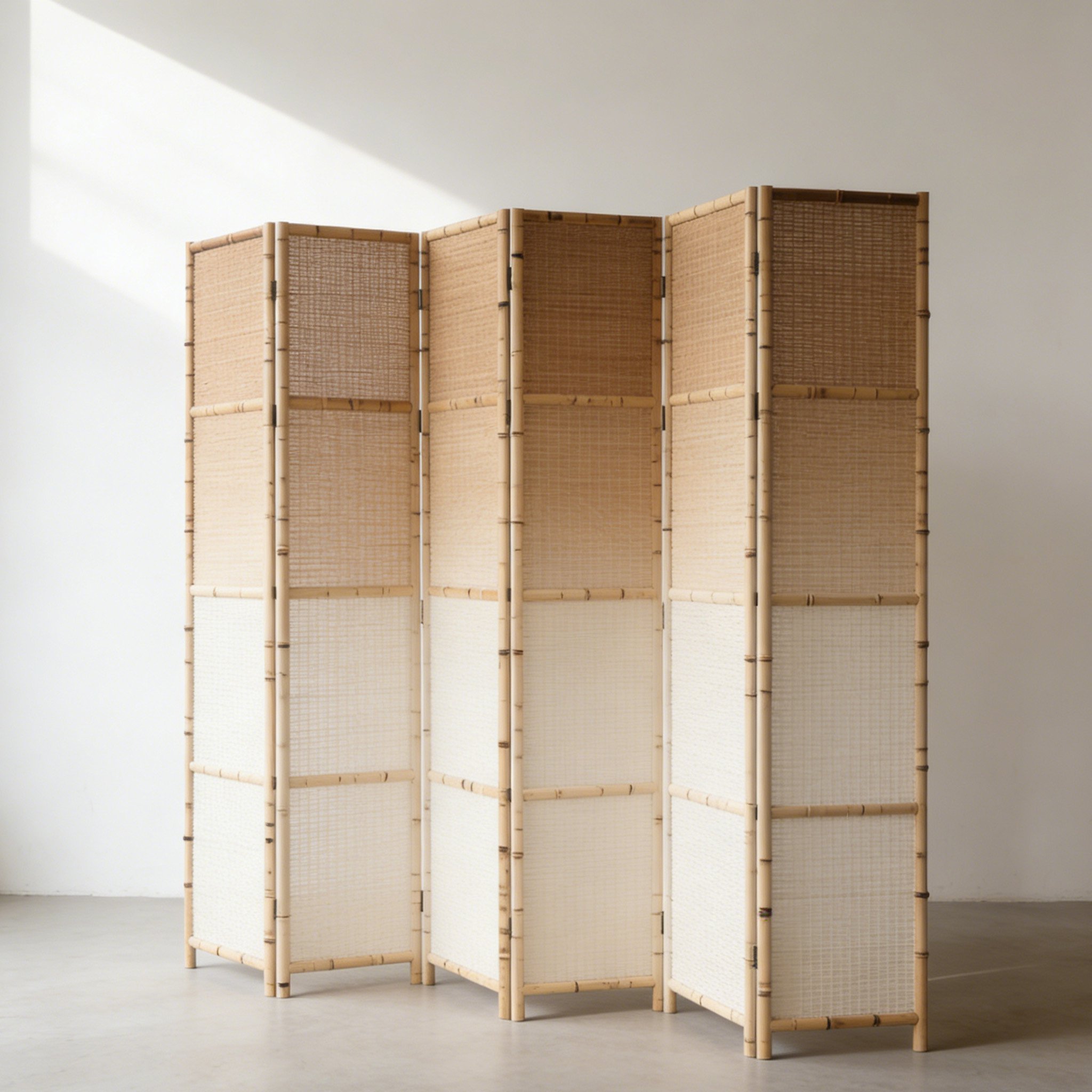 ฉากกั้นห้องไม้ไผ่พับได้ดีไซน์สวยงาม