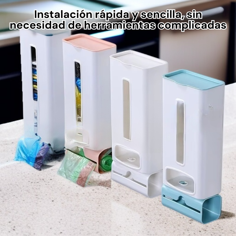 Soporte de bolsas de basura para cocina, diseño montado en pared