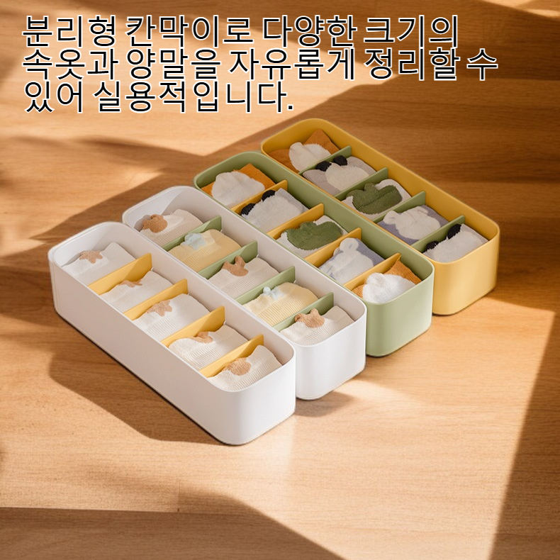 분리형 디자인의 양말 및 속옷 정리함