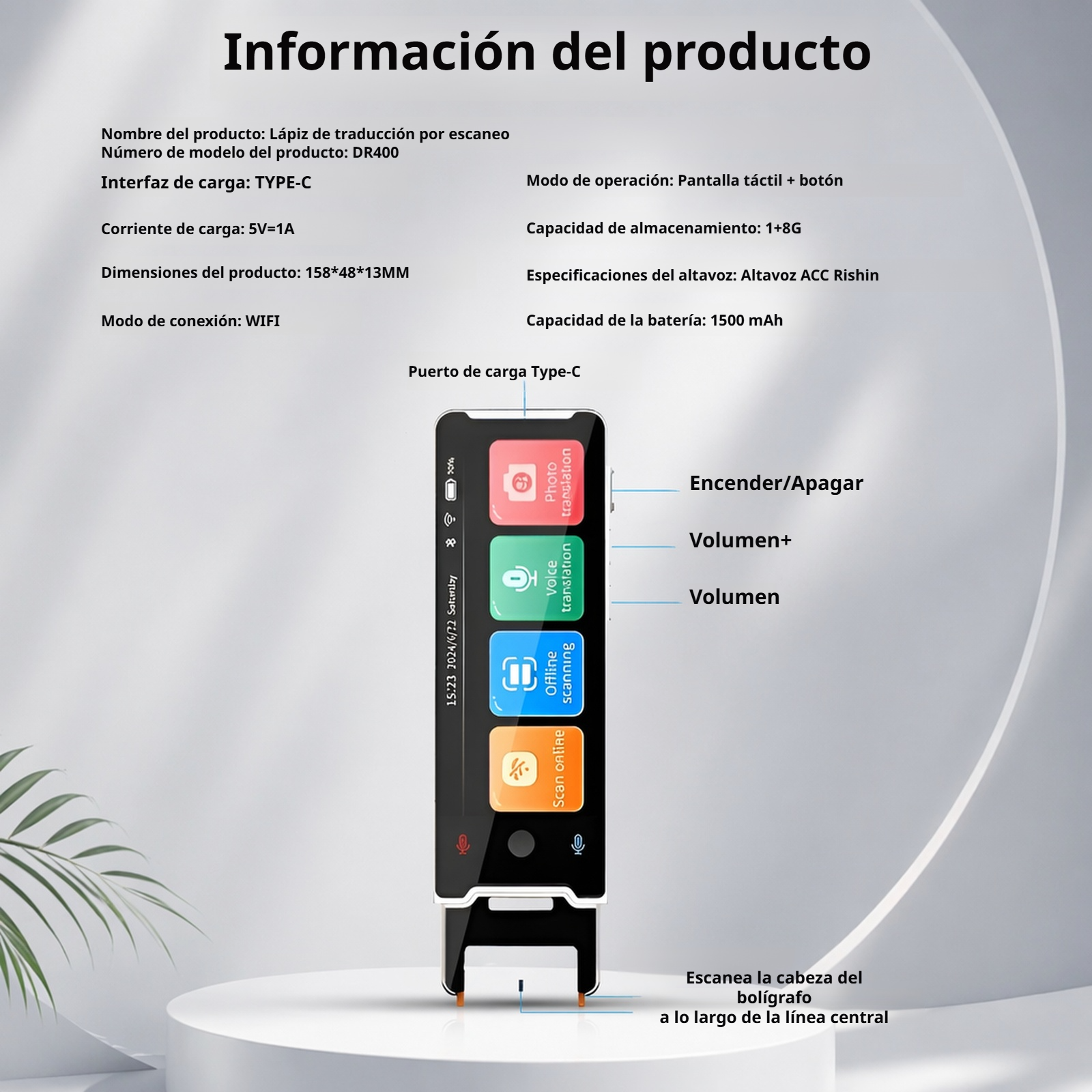 Traductor inteligente multilingüe, escáner de traducción de voz para negocios