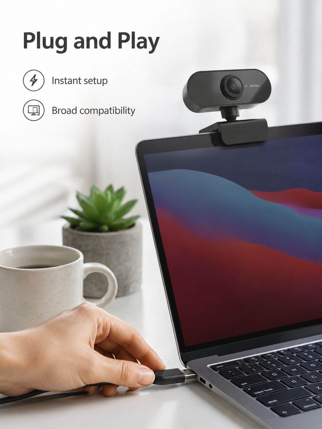 HD 1080P 2K USB Webcam for Desktop/Laptop Live Streaming Online Classes