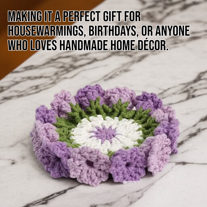 Close-up of eco-friendly yarn coaster